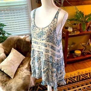 Intimately Free People Tank Tunic Top Dress with floral flower pattern and lace
